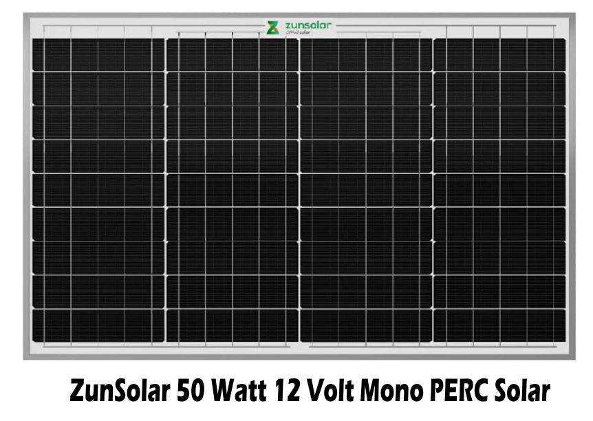 ZunSolar 50 Watt 12 Volt Mono PERC Solar Panel